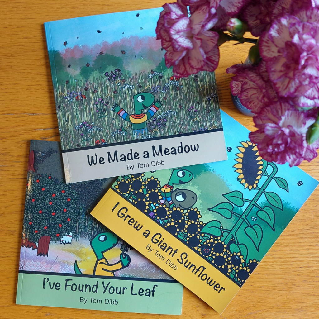 We Made a Meadow; I Grew a Giant Sunflower and I’ve Found Your Leaf – delightful children’s books by Tom Dibb #BookTwitter #KidLit #Ecology #gardening #wildlife #illustration #AD #PrProduct